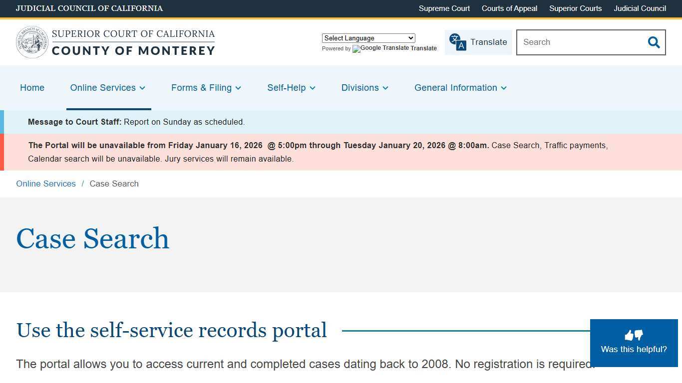 Case Search | Monterey