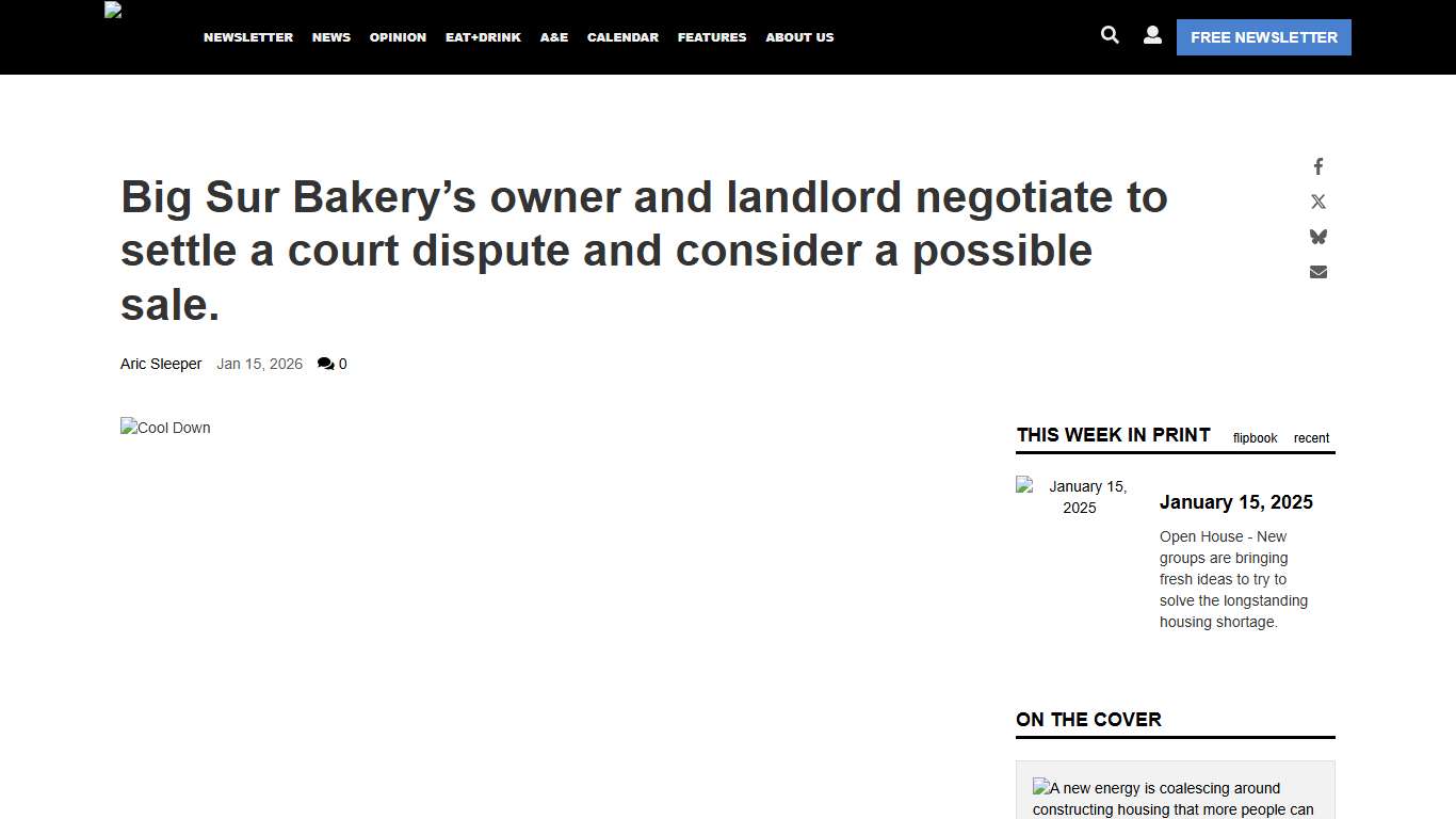 Big Sur Bakery Dispute: Settlement & Possible Sale? | News | montereycountynow.com